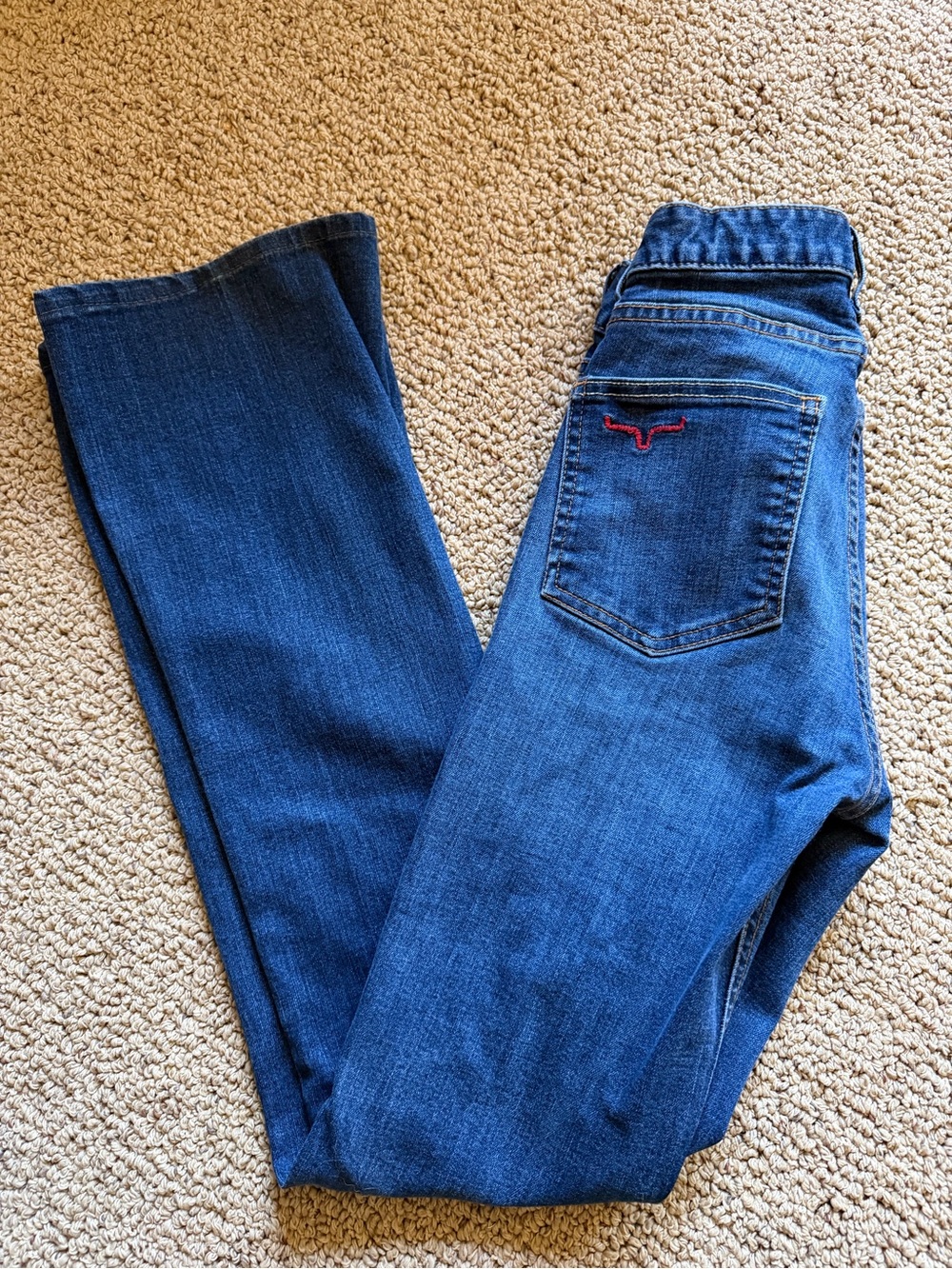 Kimes Ranch Women's Dark Blue Bootcut Jeans with Red Embroidered Logo